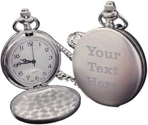 My Personal Memories, Personalized Gunmetal Gray, Black or Silver Quartz Pocket Watch with Chain - Groomsmen Wedding Party - Engraved