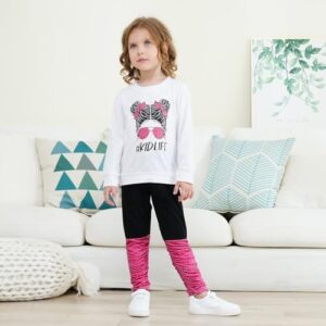 Kids Toddler Girls Clothes Figure Graphic Drop Shoulder Top Pullover Spotted Print Pants Fall Winter Outfit Set - Image 4