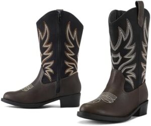 K KomForme Cowboy Boots for Girls and Boys Western Mid-Calf Pointed-Toe Cowgirl Boots (Toddler/Little Kid/Big Kid) - Image 4