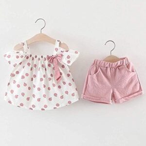 Hipea Toddler Baby Girls Summer Clothes Outfits Ruffle Camisole Spot Dot Tops and Casual Shorts Newborn Girl Clothing - Image 2