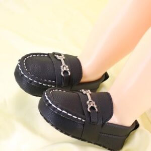 LONSOEN Baby Girls Boys Loafers Prewalker Dress Crib Shoes - Image 4