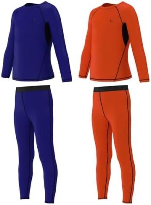 Boys Compression Pants and Youth Athletic Shirts Set 3 or 4 Piece Base Layer Gear for Kids Sports, Football, Soccer