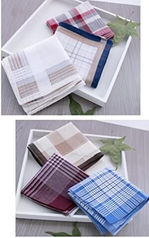 CoCoUSM Assorted Pack of Mens Classic Striped Border Cotton Handkerchiefs White - Image 7