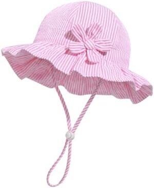 Baby Girl Wide Brim Bucket Hats with UPF 50+ Outdoor Adjustable Beach Hat with Sun Hat - Image 6