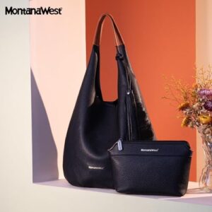 Montana West Hobo Bags for Women Slouchy Handbags 2PCS Tassels Shoulder Bag with Comestic Bag - Image 2