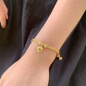 Ethlyn Bracelets for little girls 18K Gold Plated Cuban Link Chain Bracelets Bells Dangle Charms Little Girls Jewelry - Image 2