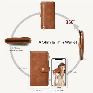 RFID Blocking Wallet Women,Slim Womens Wallet Ultra Slim Ladies Wallets Thin Leather Women Wallet Credit Card Holder Wallet With Zipper Pocket (Brilliant Brown) - Image 4