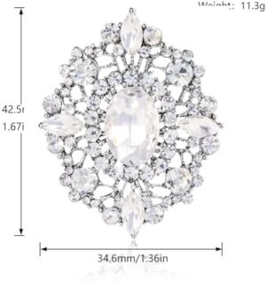 LAXPICOL Vintage Clear Austrian Crystal Brooch Pin for Women Elegant Wedding Bridal Brooches Broach Pin 1.69"*1.39" - Image 2