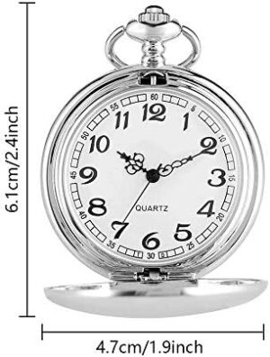 Set of 2 Classic Pocket Watch with Chain for Men and Women - Image 2