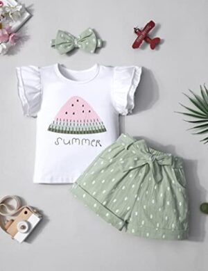 MIGU Toddler Girl Clothes Summer Girls Clothing Sets Girl Stuff T-shirt Shorts Headband 3pcs Sets Gifts… - Image 6