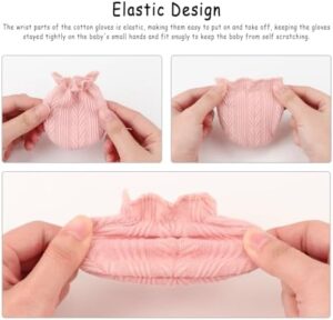 BQUBO Newborn Baby Hospital Hats Beanie Bow Infant Caps Baby Cotton No Scratch Mittens Set for 0-12 Months - Image 8