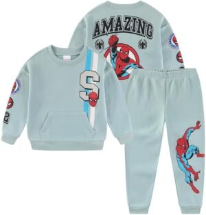 Marvel Spider-Man Boys 2 Piece Sweatshirt and Pant Sets for Toddlers and Big Kids