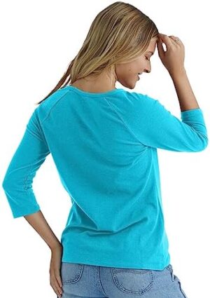 Hanes Women's Raglan Sleeve Tee, Women’s Stretch Cotton Tee, Women’s Crewneck Tee - Image 2