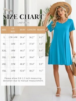 BELAROI Womens Summer Casual T Shirt Dress Loose Swing Tunic Dress Short Sleeve Sundress with Pockets - Image 6