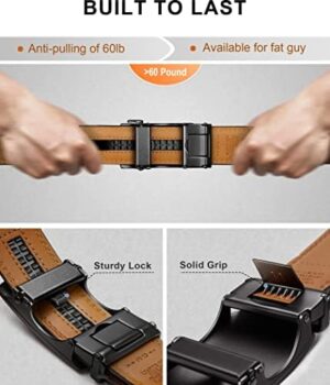 KEMISANT Mens Ratchet Belt 2 Units,Sliding Belt For Gift Mens Dress Casual 1 3/8",Size Adjustable - Image 5