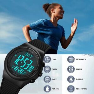 CakCity Digital Watch for Women Waterproof Stopwatch Sports Watches for Mens and Womens Unisex Outdoor Rubber Strap Multifunction Wristwatch with Luminous Display - Image 3