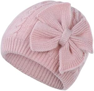 Zando Newborn Baby Girls Hats with Cute Bow Warm Baby Winter Hat Knitted Infant Hat Baby Beanies for Boys Girls 0-6 Months