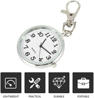 iplusmile Clip on Pocket Watch Open Face Watch with Key Buckle Portable Unisex Digital Watch for Students Men Doctor Nurses Women - Image 8