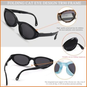 HJSTES Kids Cat Eye Sunglasses for Girls Boys Children Polarized Folding Sunglasses Foldable TR90 Frame - Image 5