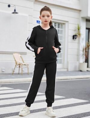 Zaclotre Girls 2 Piece Outfits Sweatsuit Zip Up Hoodie Sweatshirt and Sweatpant Tracksuit Athletic Jogger Sets - Image 2