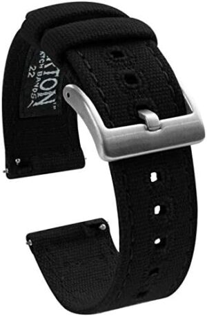 BARTON Canvas Quick Release Watch Band Straps - Choose Color & Width - 18mm, 19mm, 20mm, 21mm, 22mm, 23mm, or 24mm