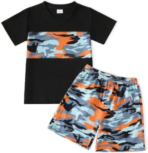 Kid Toddler Baby Boys Clothes Boy Coconut Tree Print Tee Drawstring Waist Summer Shorts Set