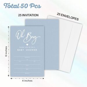 Boy Or Girl Baby Shower Invitation, 25 Blue Theme Invite Cards With Envelopes, Gender Reveal, Baby Announcement Party, Double-Sided Fill In Style Invites, Party Favor And Supplies - A02 - Image 2