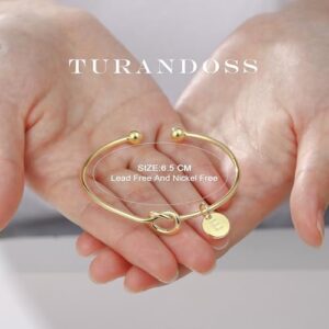 Turandoss Gold Initial Bracelets for Women - Dainty Gold Knot Letter A-Z Initial Bracelet for Women, Personalized Cuff Bangle Bracelet for Women, Gold Jewelry for Women - Image 4