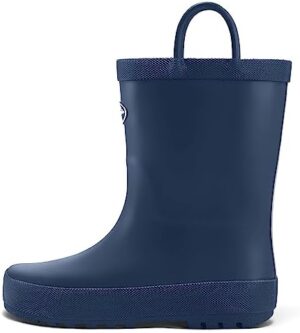 K KomForme Kids Rain Boots, Waterproof Rubber Matte Boots with Easy-on Handles