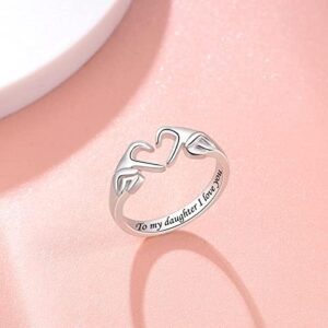 925 Sterling Silver Heart Claddagh Rings for Women Teens, Adjustable White Gold Plated Ring Friendship Promise Love Heart Jewelry Rings Mothers Day Valentines Holiday Gifts for Women Friends - Image 4