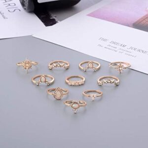 CSIYANJRY99 Cute Rings for Women Teens Gifts Trendy Stuff Stackable Knuckle Rings Set Fashion Things Christmas Gifts Stocking Stuffers Boho Vintage Crystal Aesthetic Jewelry - Image 5