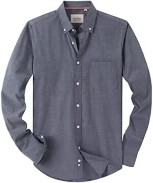 Alimens & Gentle Mens Solid Oxford Shirt Long Sleeve Button Down Shirts with Pocket