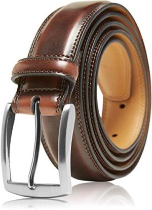 Genuine Leather Dress Belts For Men - Mens Belt For Suits, Jeans, Uniform With Single Prong Buckle - Designed in the USA