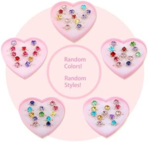 Girls Crystal Adjustable Rings, Princess Jewelry Finger Rings with Heart Shape Box, Girl Pretend Play and Dress up Rings for Children Kids Little Girls - Random - Image 6