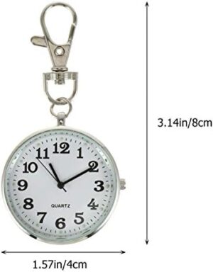 iplusmile Clip on Pocket Watch Open Face Watch with Key Buckle Portable Unisex Digital Watch for Students Men Doctor Nurses Women - Image 2