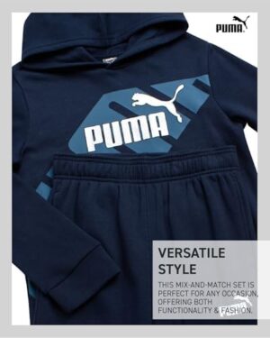 PUMA Boys' Jogger Set -2 Piece Active Fleece Pullover Graphic Hoodie Sweatshirt and Sweatpants for Boys (8-16) - Image 3