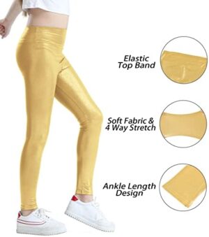 Girls Metallic Active Leggings Size 4-14 Years Shiny Sparkly Mystique Stretch Ankle Length for Kids Youth Teen - Image 5