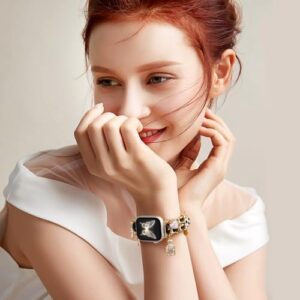 Stylish Metal Band Compatible with Apple Watch Bands for Women 40mm 38mm 41mm 44mm 42mm 45mm 46mm,Pretty Chain Strap with Apple Watch Accessories Charms for iWatch Bands Series 10 9 8 7 6 5 4 3 2 1 SE - Image 4