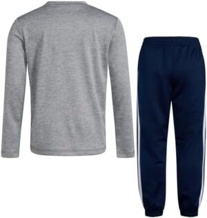 adidas Boys 2-piece Long Sleeve Poly Mélange Tee and Joggers Set - Image 2