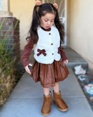 Stelle Girls Faux Fur Snow Boots Warm Winter with DIY Charm Chains Ankle Shoes for Little/Big Kids - Image 4