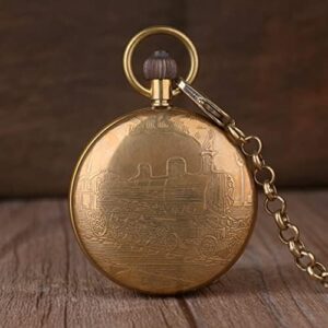 Vintage Copper Train London Design Hand Winding Mechanical Pocket Watch Mens Watches - Image 3