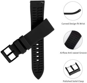 TStrap Silicone Watch Band for Men - Black Quick Release Watch Band for Women Soft - Waterproof Smart Watch Bracelet Clasp - Correa de Silicona para Reloj Replacement - 18mm 19mm 20mm 21mm 22mm 24mm - Image 4