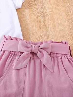 Toddler Kid Girl Outfits Clothes Floral Short Sleeve T-Shirt Top + Waist Pocketed Summer Short Set Girl Clothes - Image 6