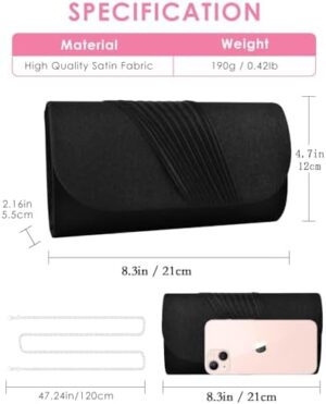 TINDTOP Clutch Purses for Women (Silver Chain), Formal Party Clutch Bags Sparkling Shoulder Envelope Handbags - Image 3