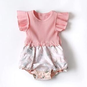 Newborn Baby Girl Clothes Infant Romper Floral Suspender Dress Ruffle Sleeve Onesie Outfit Jumpsuit Headband Spring Summer - Image 8