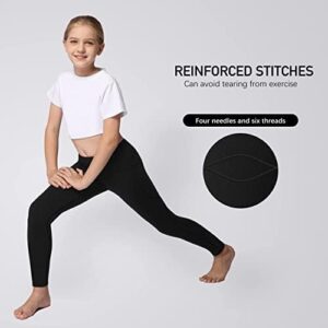 AENLLEY Yoga Active Leggings for Girls with 2 Pockets - Kids Workout Yoga Pants for Athletic (Pack of 2 - Image 4