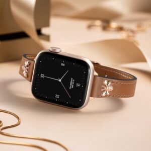 Adorve Slim Leather Band Compatible with Apple Watch Bands for Women 40mm 41mm 38mm 42mm 44mm 45mm 46mm, Top Grain Genuine Soft Leather Band with Charms for iWatch Bands Series SE 10 9 8 7 6 5 4 3 2 1 - Image 6