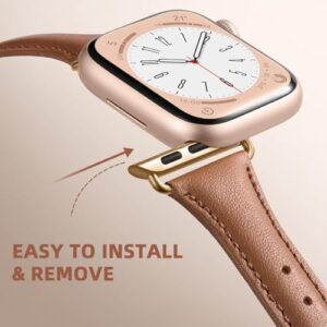 DaQin Slim Leather Band Compatible with Apple Watch Band for Women 40mm 38mm 41mm 42mm 44mm 46mm 45mm 49mm, Top Grain Genuine Leather Wristband for iWatch Band for Women Series 10 9 8 7 6 5 4 3 2 1 SE - Image 3