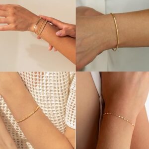 Gold Bracelets for Women,Dainty 14K Gold Plated Stack Set Trendy Stackable non tarnish Paperclip Chain Bracelets Gold Jewelry Sets Gifts for Women - Image 6