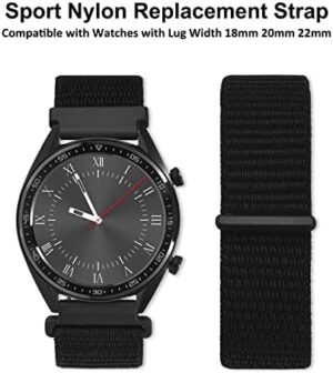 WOCCI 22mm Adjustable Nylon Watch Band, Quick Release Sport Loop Strap (Black) - Image 8